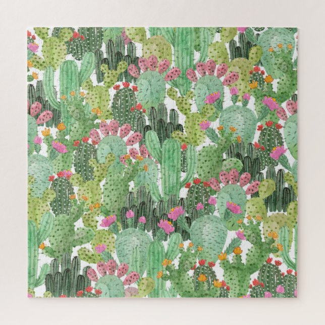 Hand Painted Cactus: Desert Green Jigsaw Puzzle (Vertical)