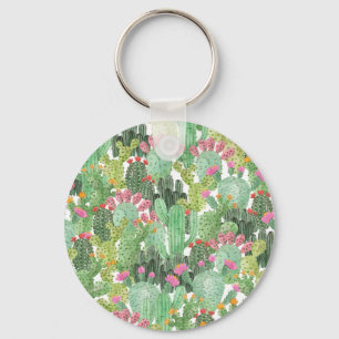 Hand Painted Cactus: Desert Green Key Ring