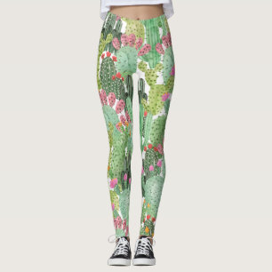 Hand Painted Cactus: Desert Green Leggings