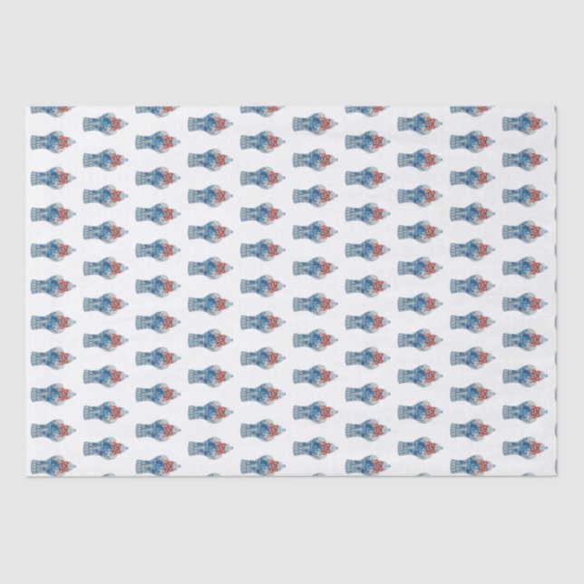 Hand Painted Christmas Blue and White Ginger Jar Tissue Paper (Front)