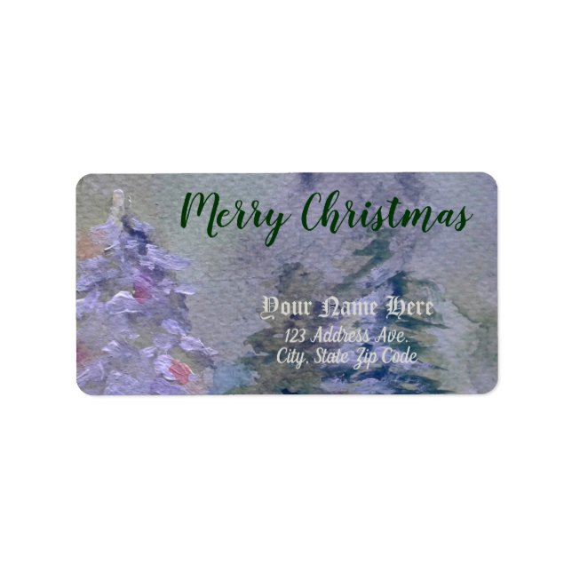 Hand Painted Christmas Tree Return Address Label (Front)