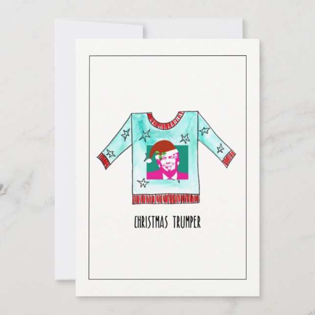 Hand painted Christmas Trumper Jumper Holiday Card (Front)