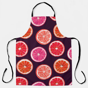 Hand Painted Citrus Dark Pattern Apron
