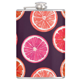 Hand Painted Citrus Dark Pattern Hip Flask