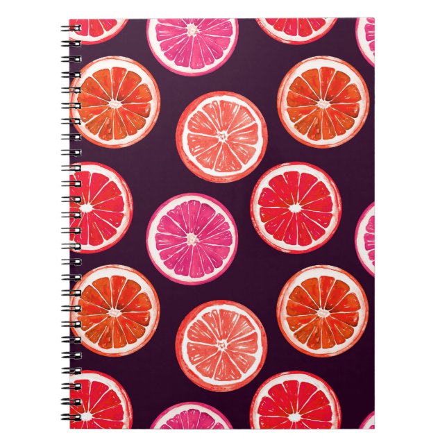Hand Painted Citrus Dark Pattern Notebook (Front)