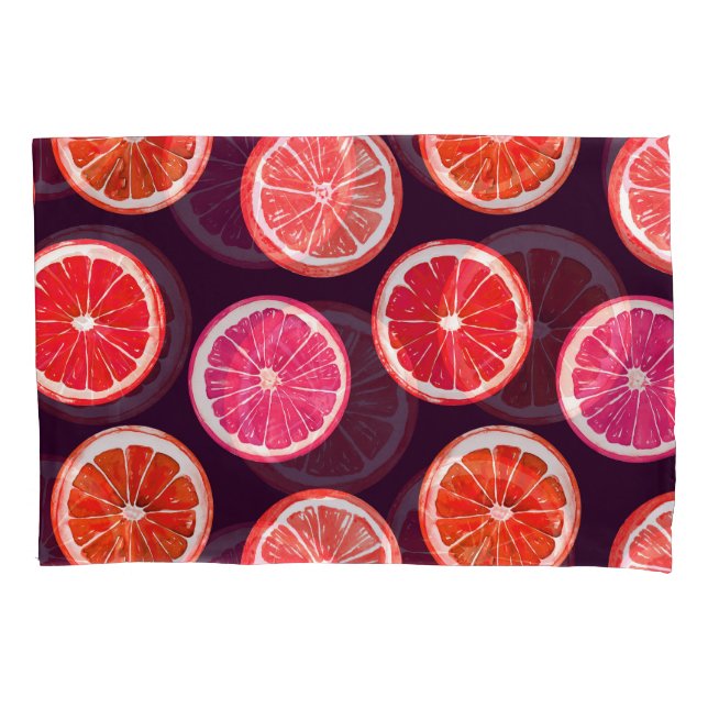 Hand Painted Citrus Dark Pattern Pillowcase (Front)