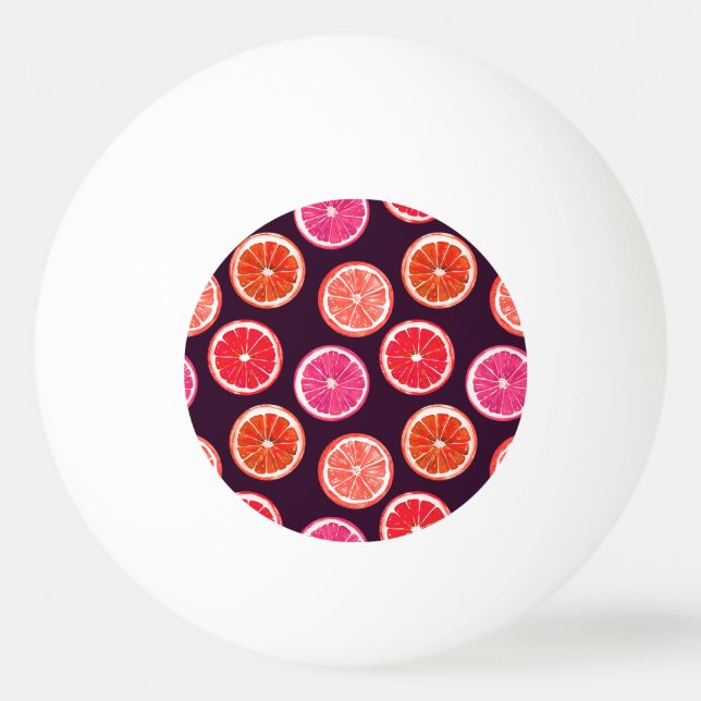 Hand Painted Citrus Dark Pattern Ping Pong Ball (Front)