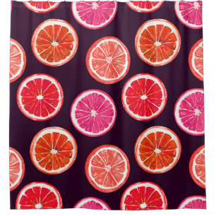 Hand Painted Citrus Dark Pattern Shower Curtain