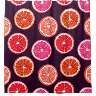 Hand Painted Citrus Dark Pattern Shower Curtain