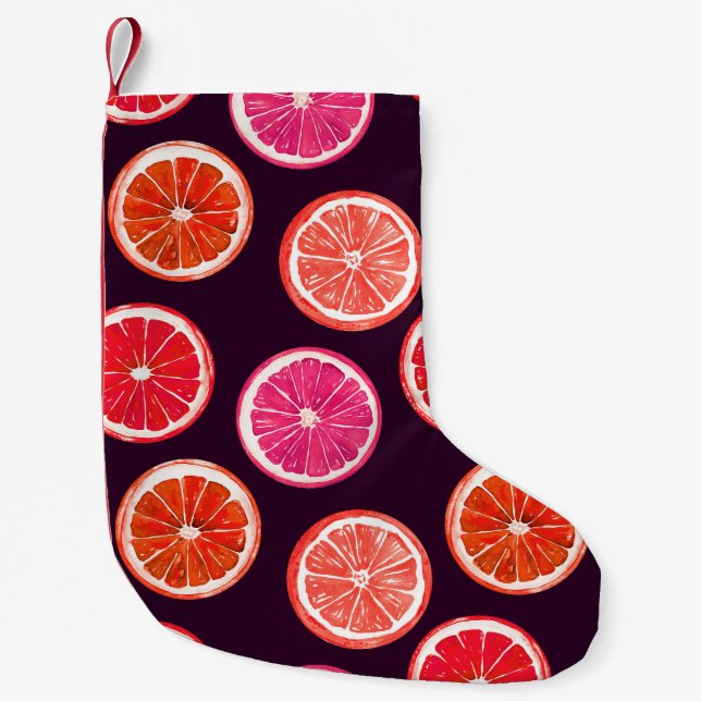 Hand Painted Citrus Dark Pattern Small Christmas Stocking (Front)