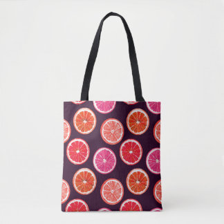 Hand Painted Citrus Dark Pattern Tote Bag
