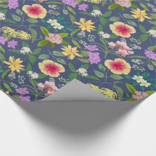 Hand-painted Colourful Tropical Flowers Pattern Wrapping Paper