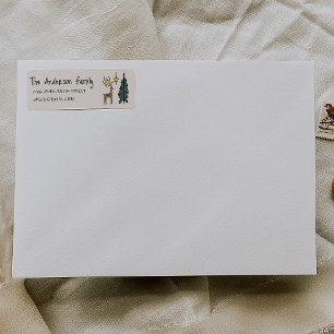 Hand Painted Cream Christmas Tree Reindeer Address