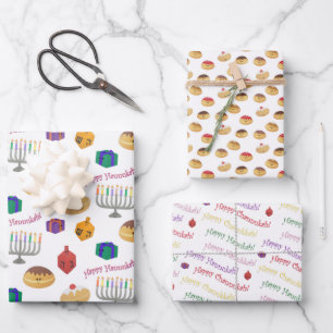 Hand Painted cute and fun Hannukah patterned Wrapping Paper Sheet
