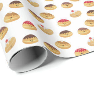 Hand painted, cute Hannukah doughnut patterned Wra Wrapping Paper