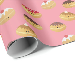 Hand painted, cute Hannukah doughnut patterned Wrapping Paper