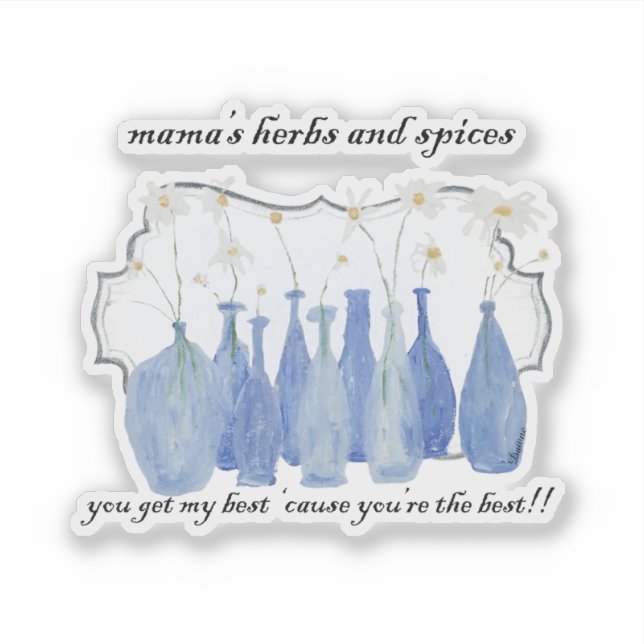 Hand Painted Daisy Rosemary Jar Bottle  (Front)