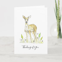 Hand Painted Deer Design "Thinking of You" Card