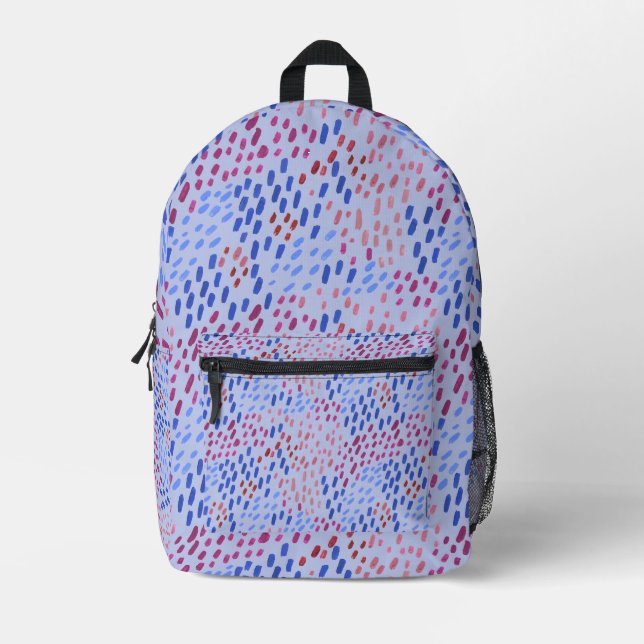 Hand Painted Dots Blue Periwinkle Printed Backpack (Front)