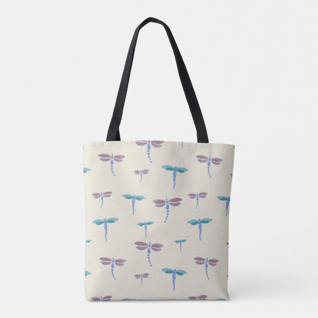 Hand Painted Dragonflies Acrylic Pattern Throw Pil Tote Bag (Back)