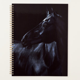 Hand-painted elegant black horse planner
