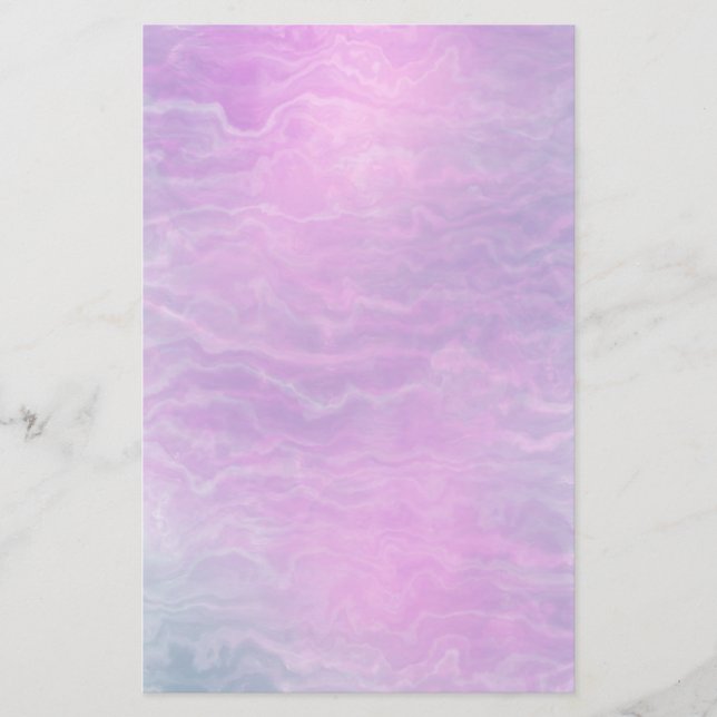 Hand Painted Elegant Purple Marble Stationery (Front)