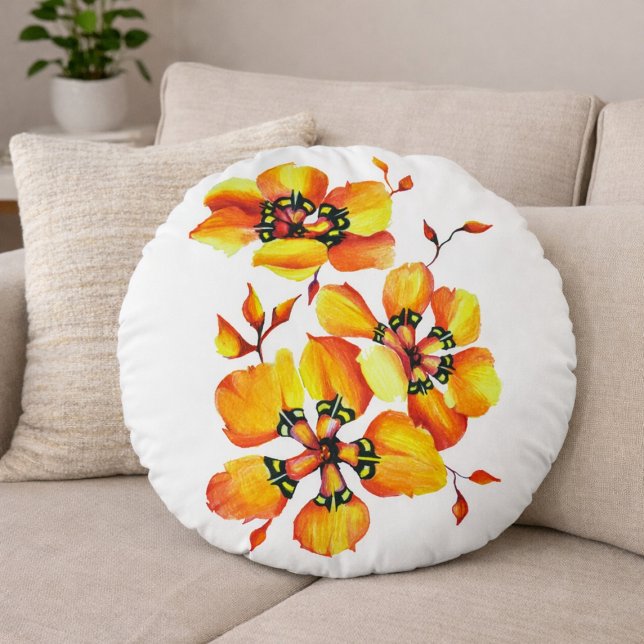 Hand-Painted Elegant Sparaxis with White Round Cushion (Creator Uploaded)