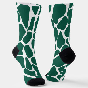 Hand-Painted Emerald Green & White Giraffe Socks