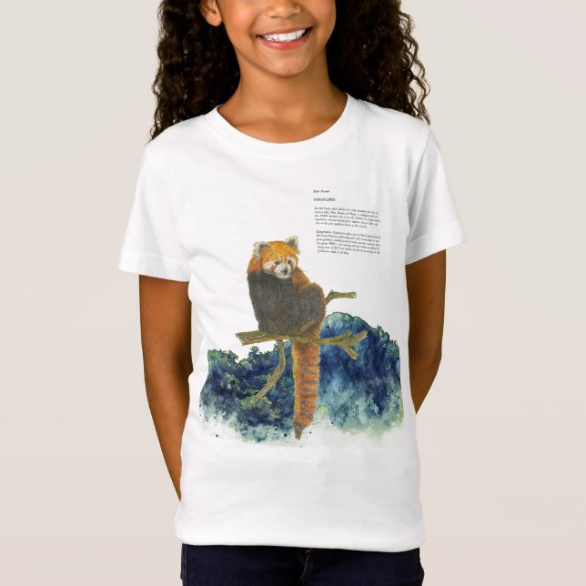 Hand-Painted Endangered Cute Red Panda T-Shirt (Front)