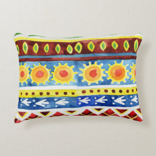 Hand Painted Ethnic Watercolor Pattern Decorative Cushion