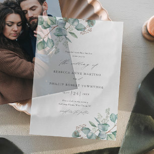 Hand Painted Eucalyptus Wedding Vellum Invitations
