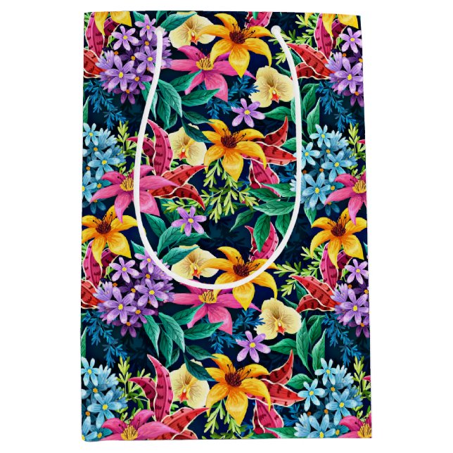 Hand Painted Exotic Floral Pattern-23001 Medium Gift Bag (Front)