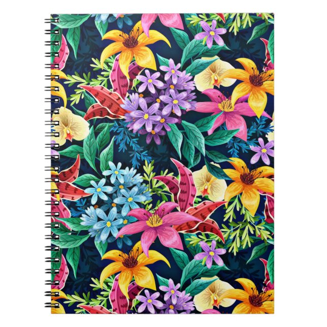 Hand Painted Exotic Floral Pattern-23001 Notebook (Front)