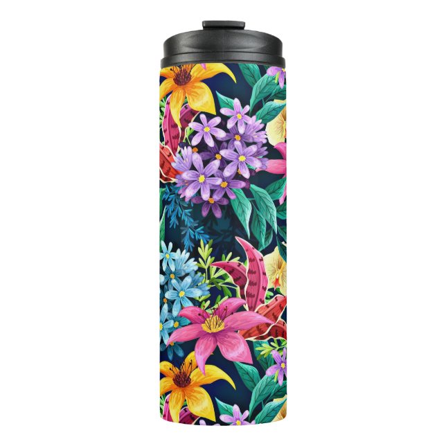 Hand Painted Exotic Floral Pattern-23001 Thermal Tumbler (Front)