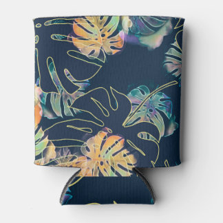Hand-painted exotic leaves: seamless pattern. can cooler