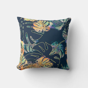 Hand-painted exotic leaves: seamless pattern. cushion