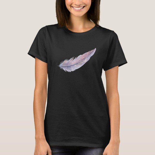 Hand-Painted Feather T-Shirt Design Bird Feather T (Front)