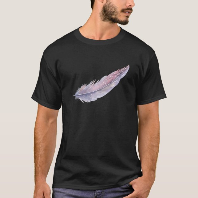 Hand-Painted Feather T-Shirt Design Bird Feather T (Front)