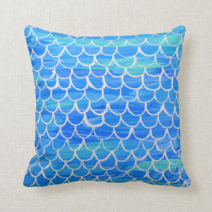 Hand Painted Fish Scale Pillow