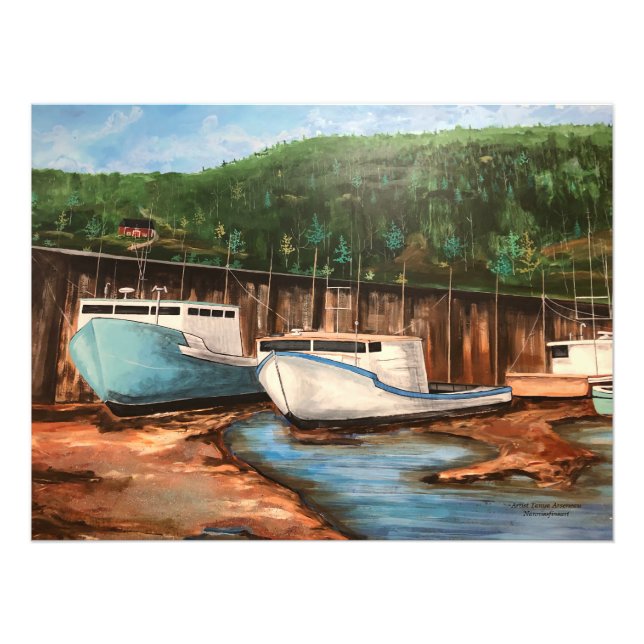  Hand Painted Fishing Village  Landscape  Photo Print (Front)
