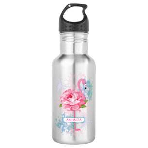 Hand painted flamingo Personalised 532 Ml Water Bottle