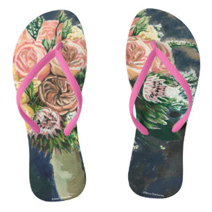 Hand Painted Floral Bouquet Women's Flip Flops