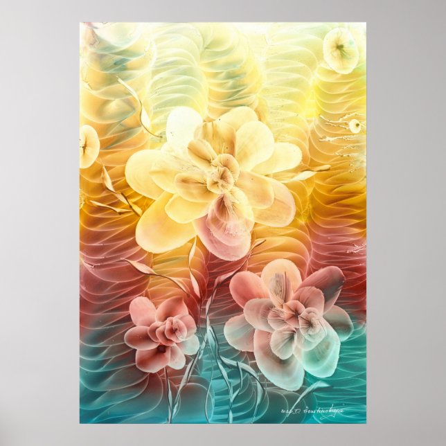 Hand Painted Floral Fantasy Art Poster (Front)