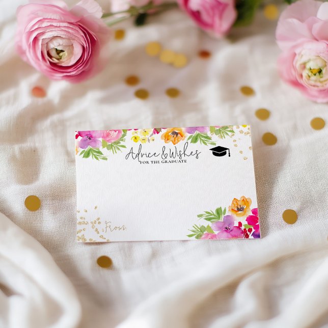 Hand Painted Floral graduation advice wishes Enclosure Card (Hand Painted Floral graduation advice wishes Enclosure Card)