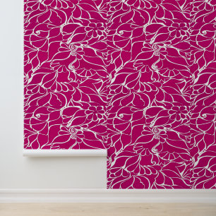 Hand Painted Floral Mehndi Henna Peel and Stick Wallpaper