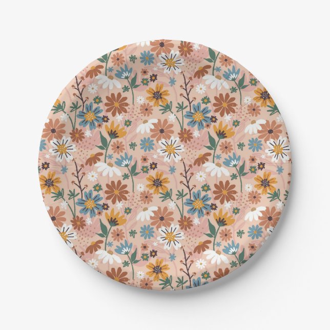 Hand Painted Floral Pattern-23136 Paper Plate (Front)