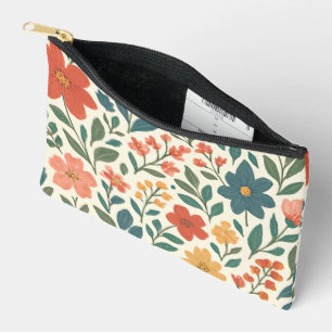 Hand-Painted Floral Pattern – Colourful Botanical Accessory Pouch