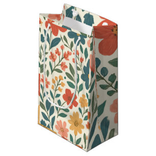 Hand-Painted Floral Pattern – Colourful Botanical Small Gift Bag