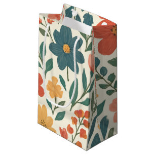 Hand-Painted Floral Pattern – Colourful Botanical Small Gift Bag