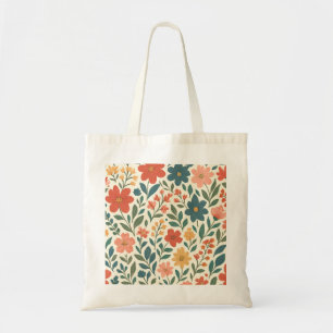 Hand-Painted Floral Pattern – Colourful Botanical  Tote Bag